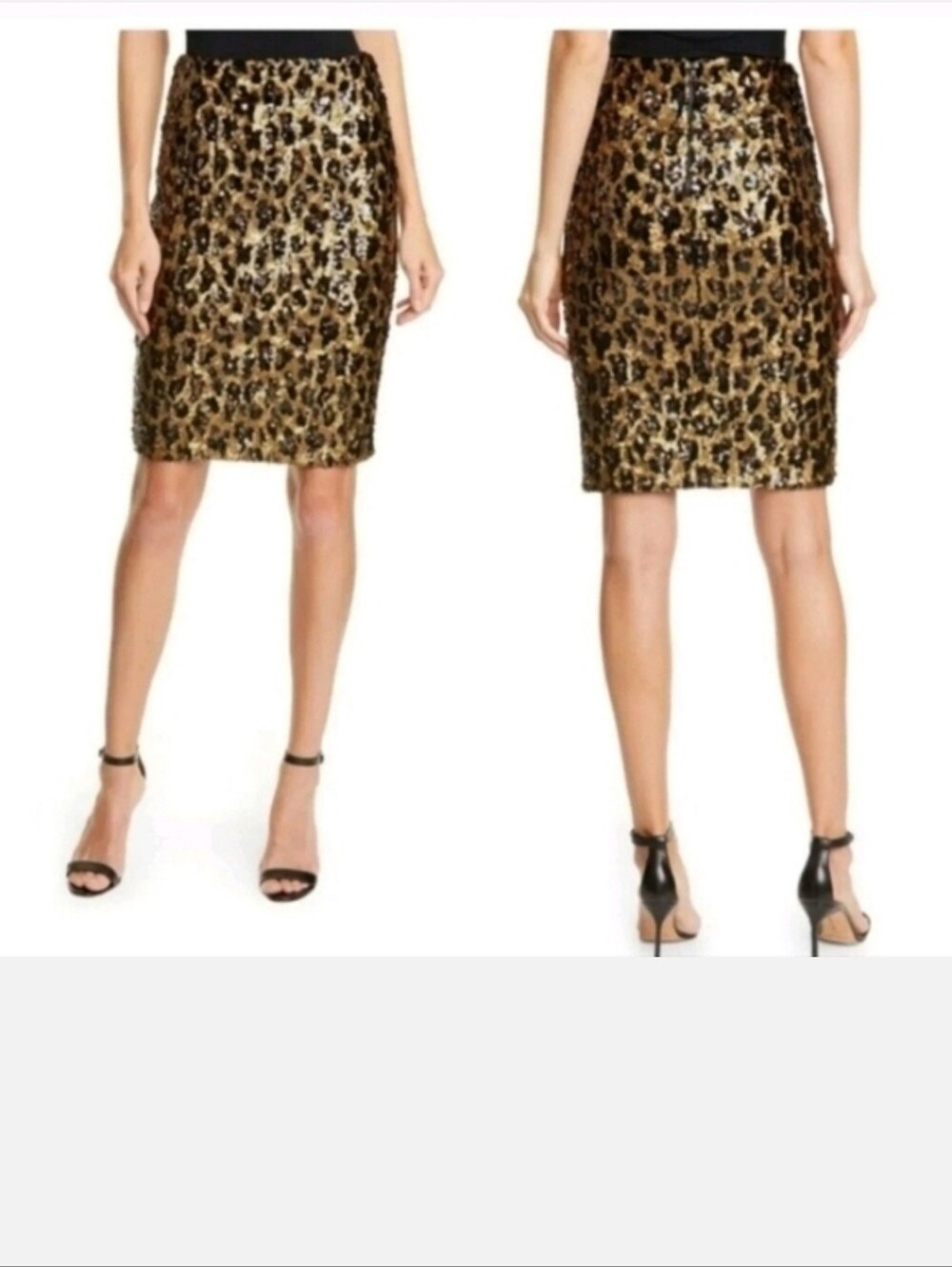Alice + Olivia Ramos Leopard Print Sequin Pencil Skirt Size 0